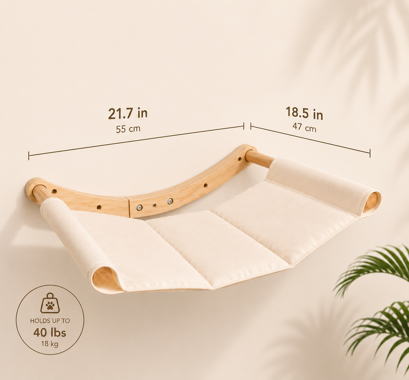 Solid Wood Wall-Mounted Cat Hammock