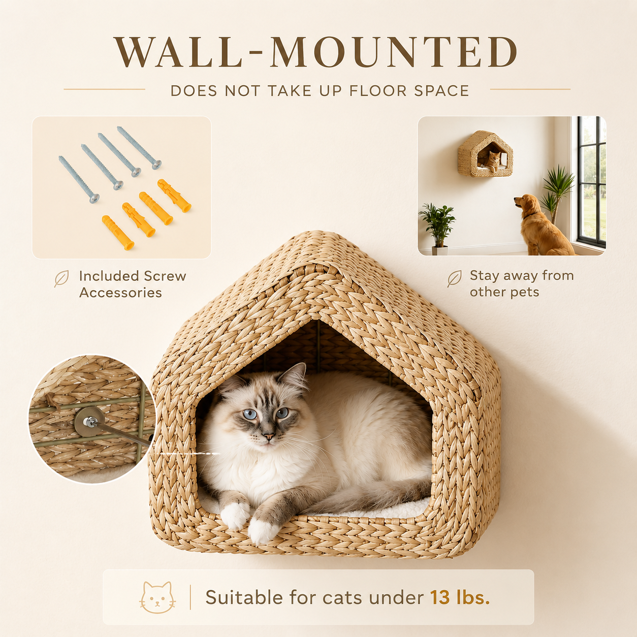 Wall-Mounted Woven Cat Hideaway