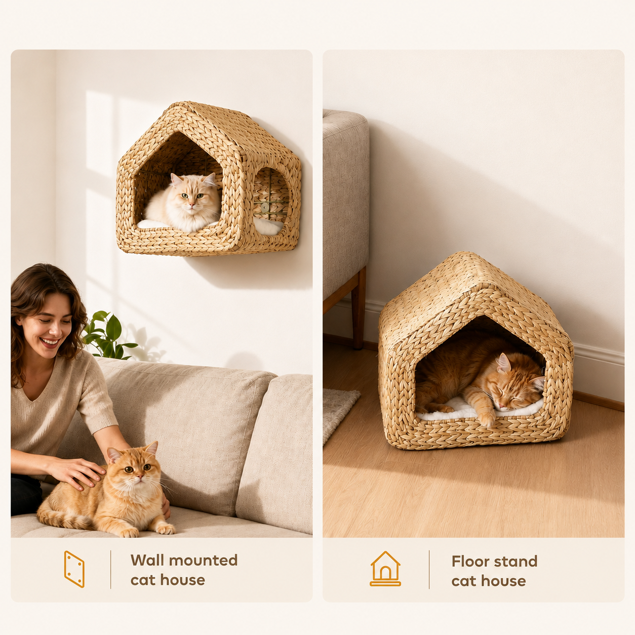 Wall-Mounted Woven Cat Hideaway