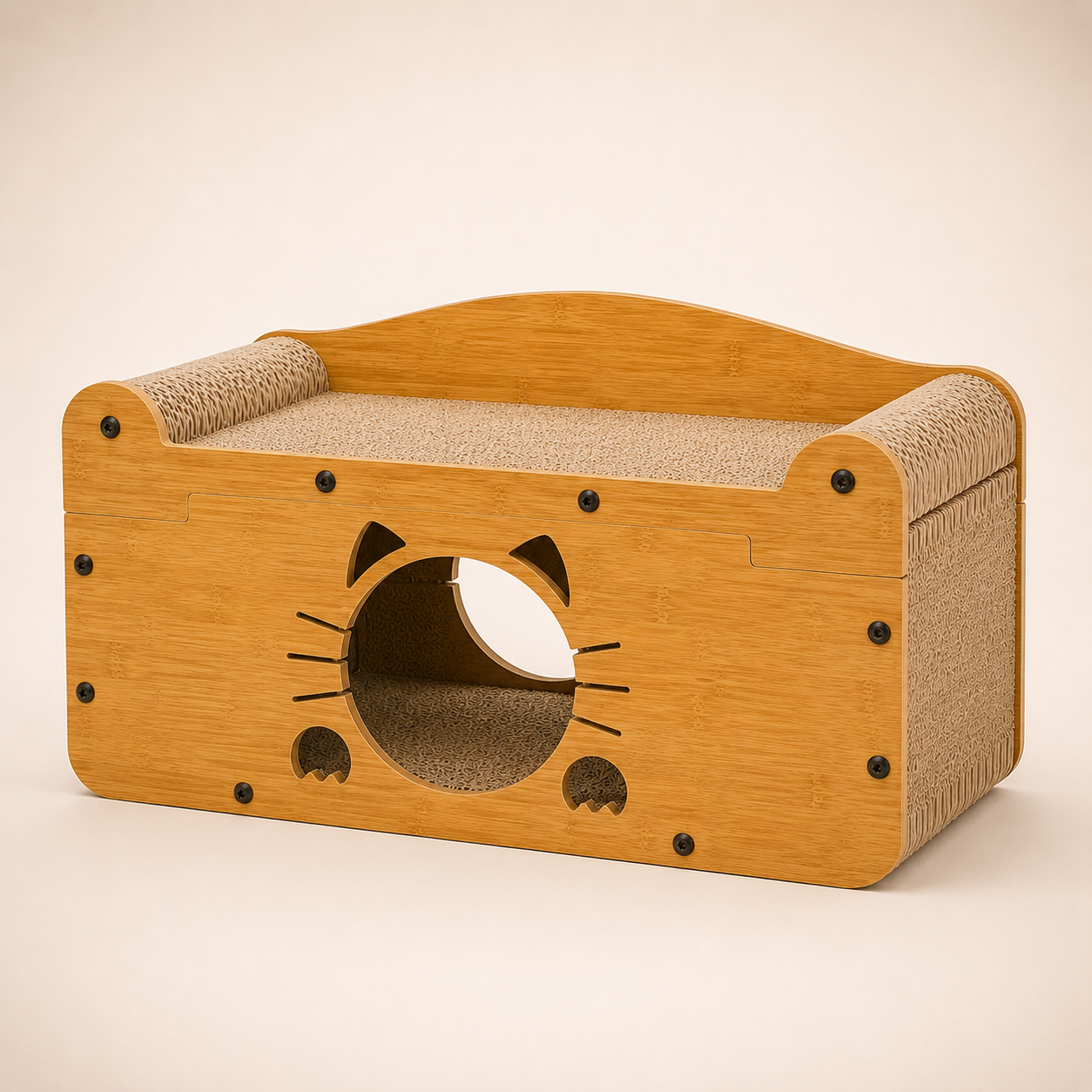 Modern Wooden Cat Scratcher House & Lounge