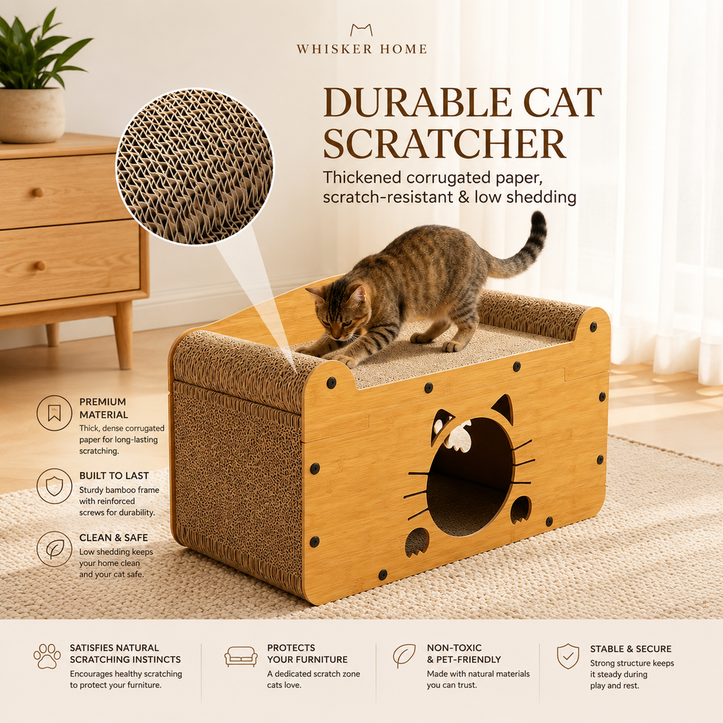 Modern Wooden Cat Scratcher House & Lounge