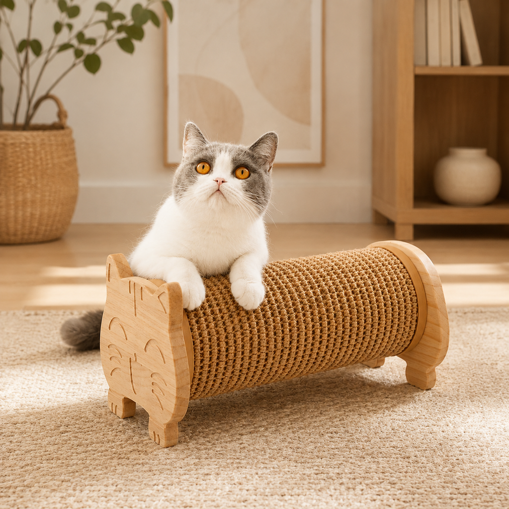 Solid Wood Sisal Cat Scratching Roller