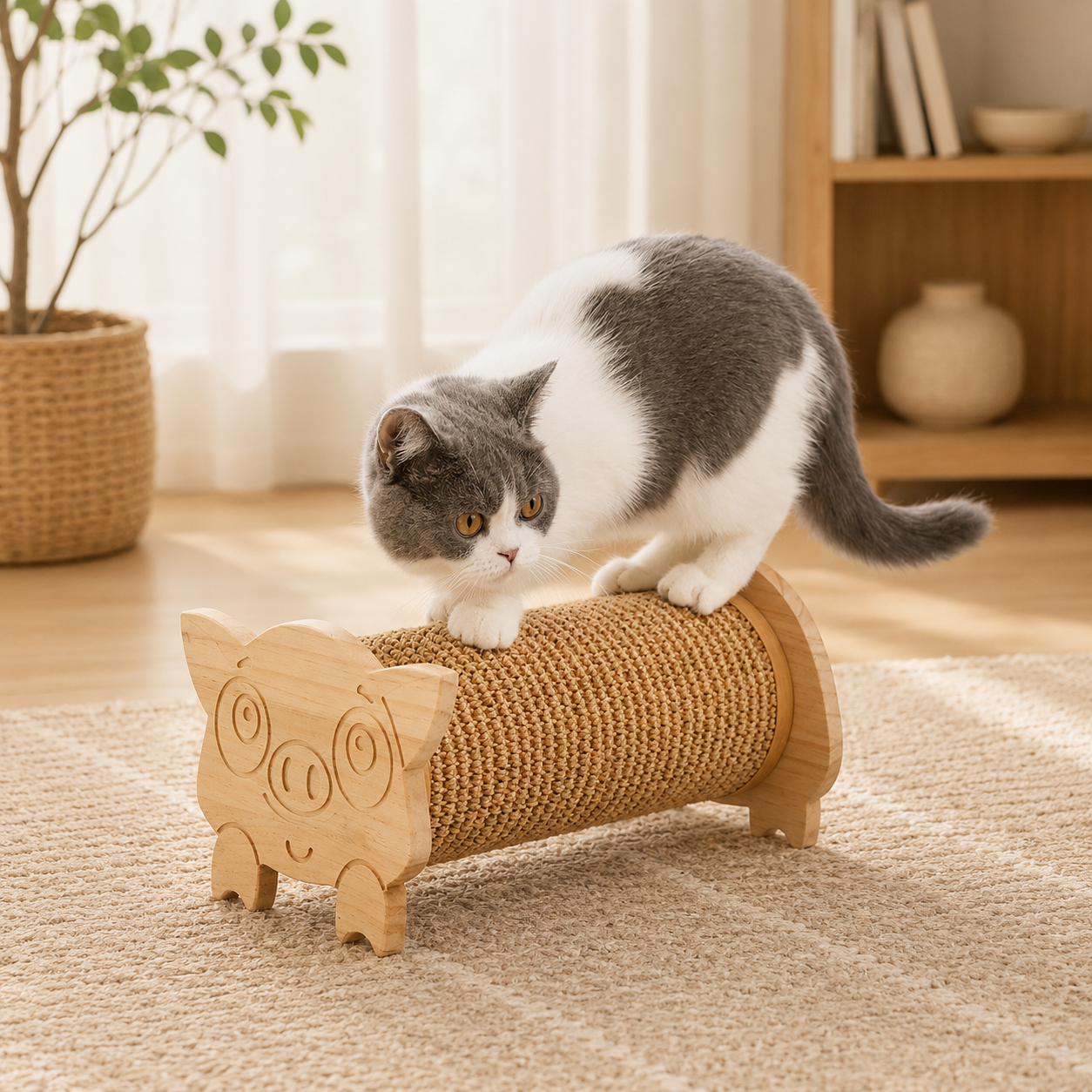 Solid Wood Sisal Cat Scratching Roller