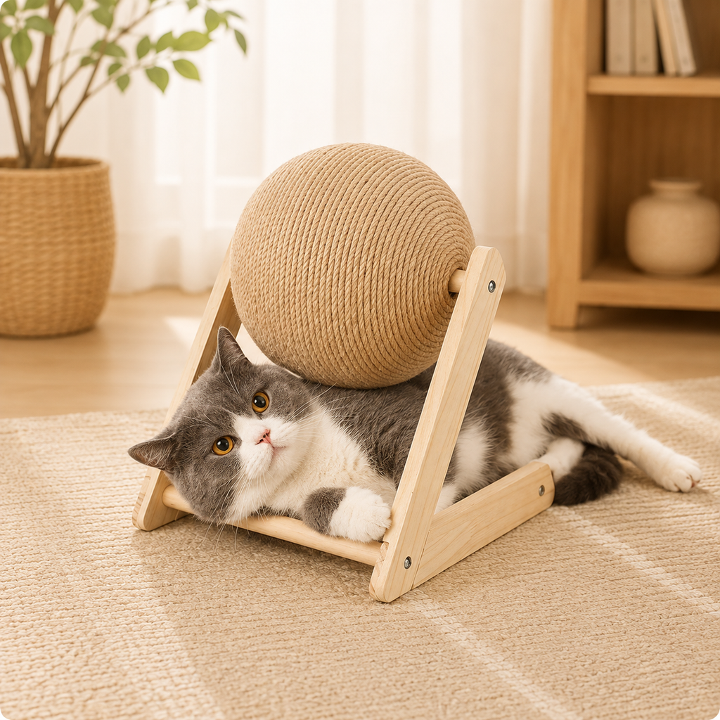 Wooden Sisal Cat Scratching Ball