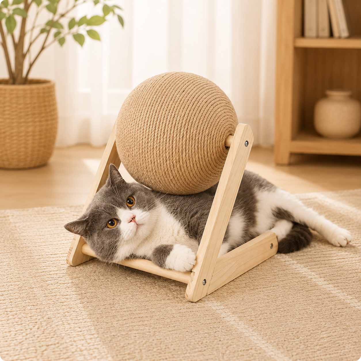 Wooden Sisal Cat Scratching Ball