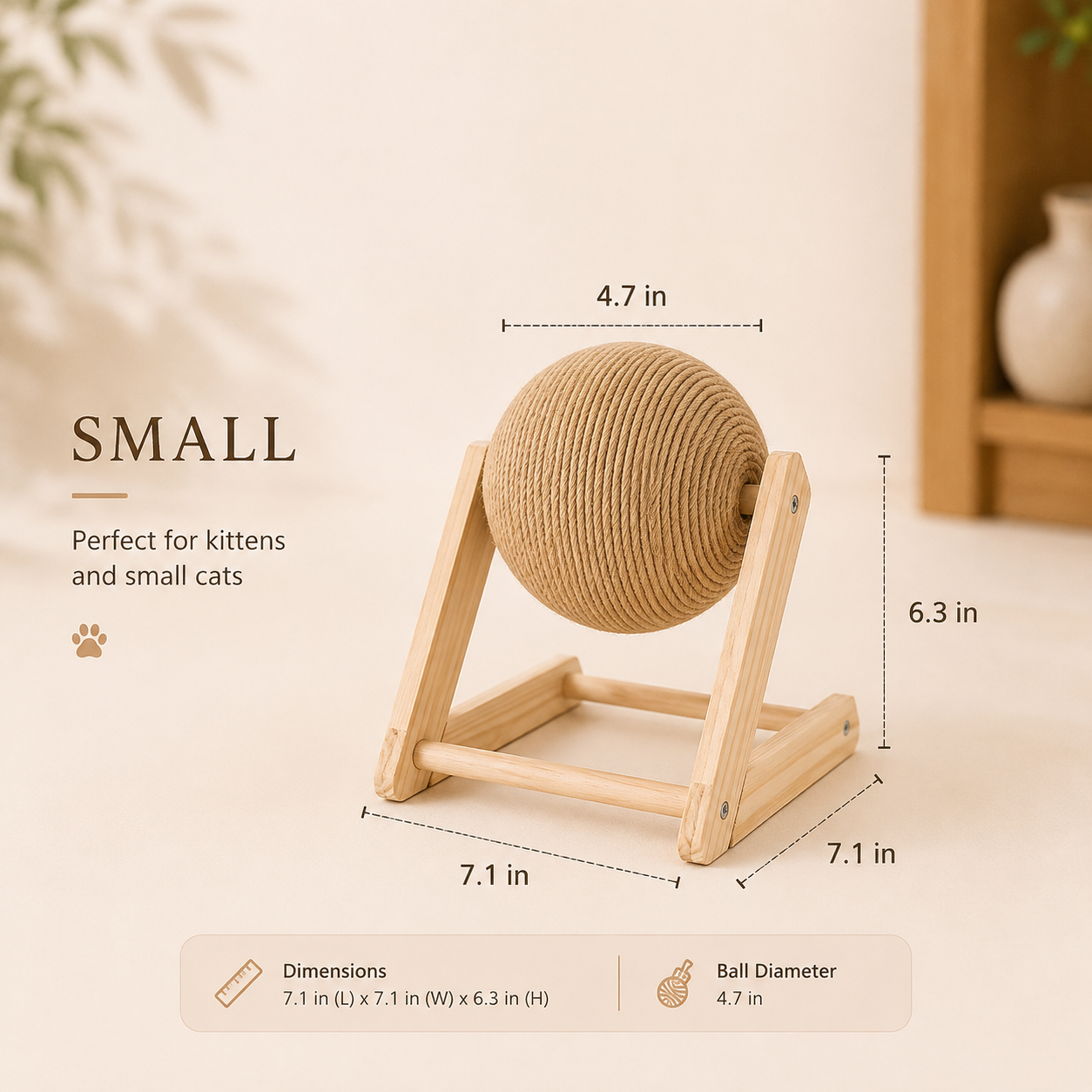Wooden Sisal Cat Scratching Ball