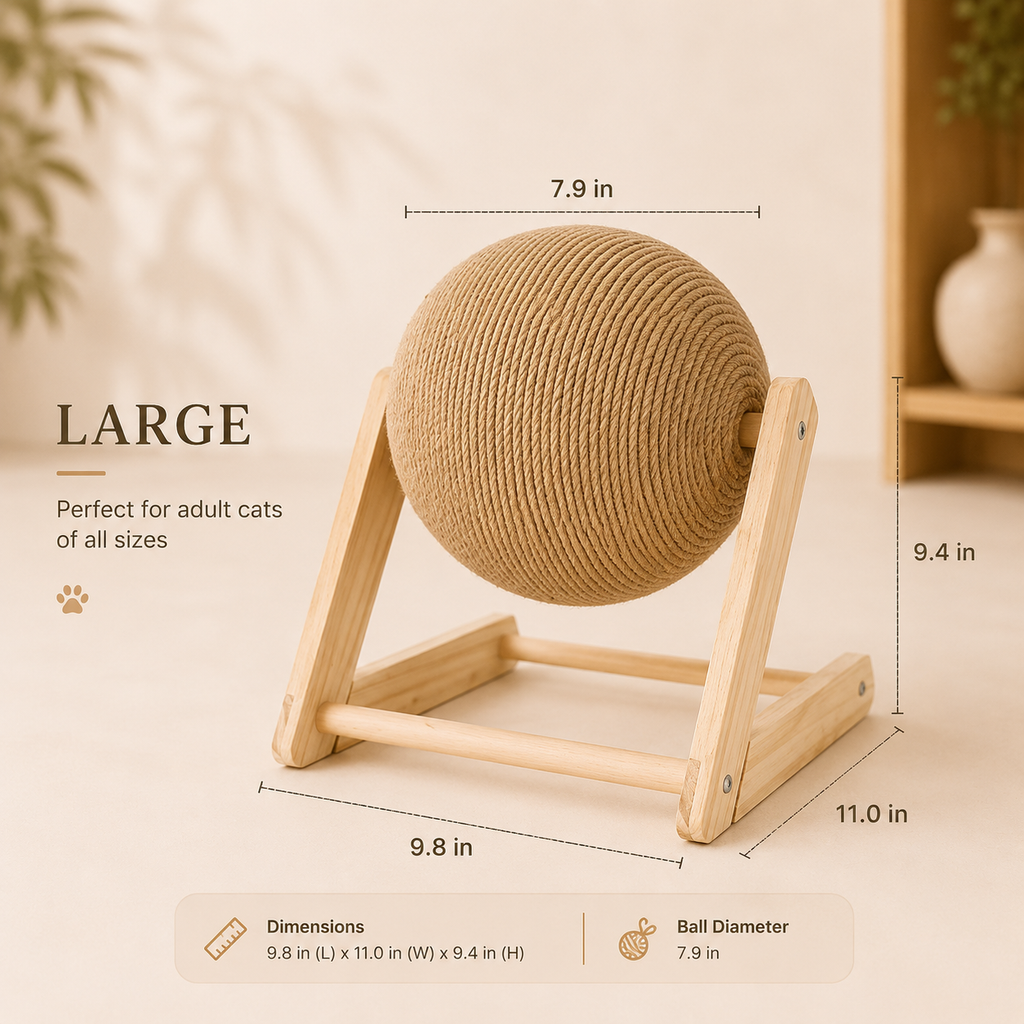 Wooden Sisal Cat Scratching Ball