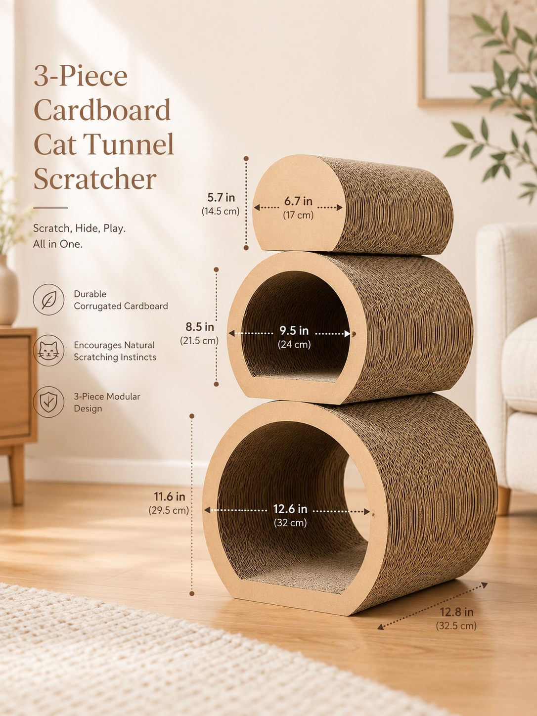 Interactive Cardboard Cat Scratching Tunnel