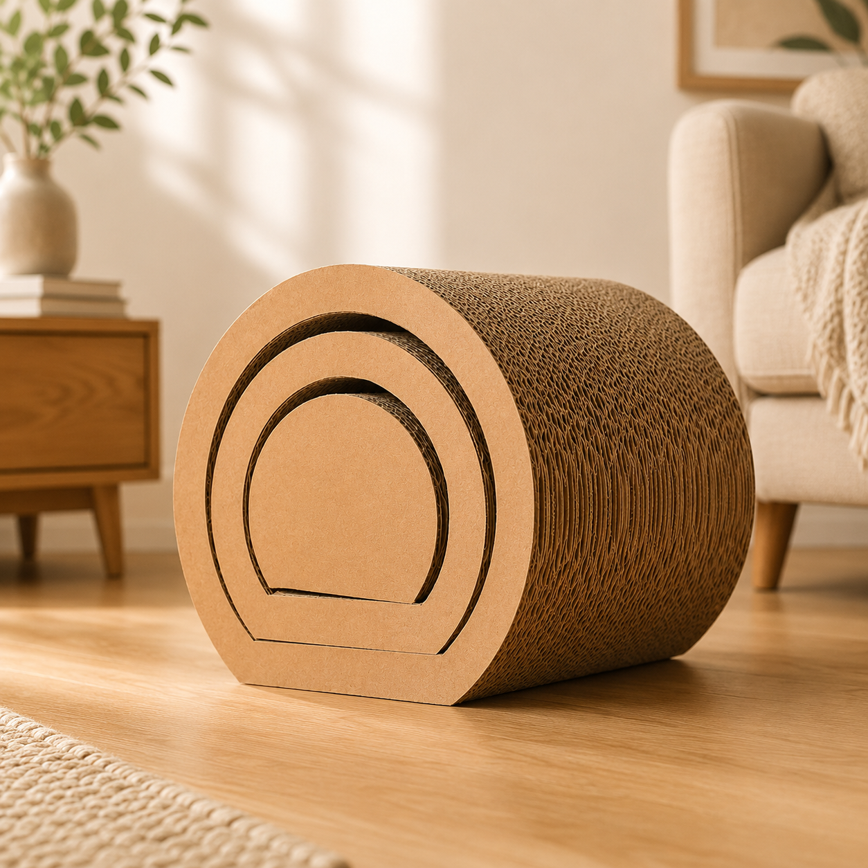 Interactive Cardboard Cat Scratching Tunnel
