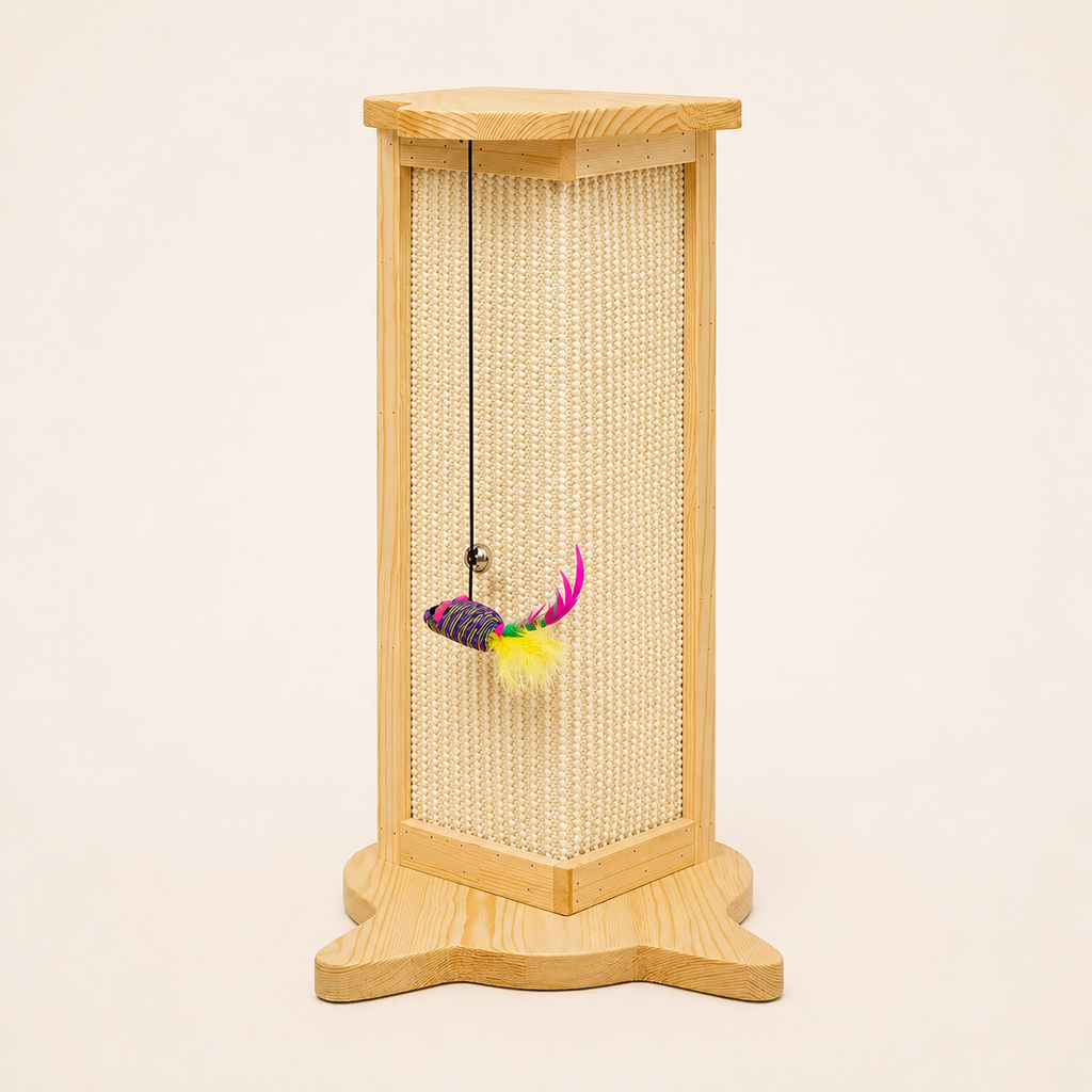 Solid Wood Corner Cat Scratching Post