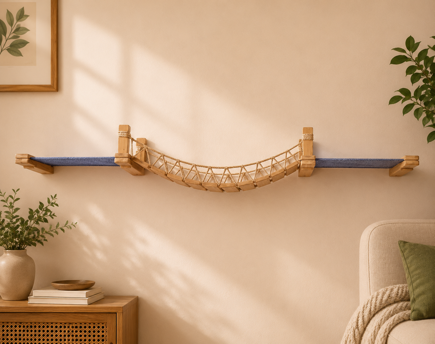 Solid Wood Cat Wall Suspension Bridge